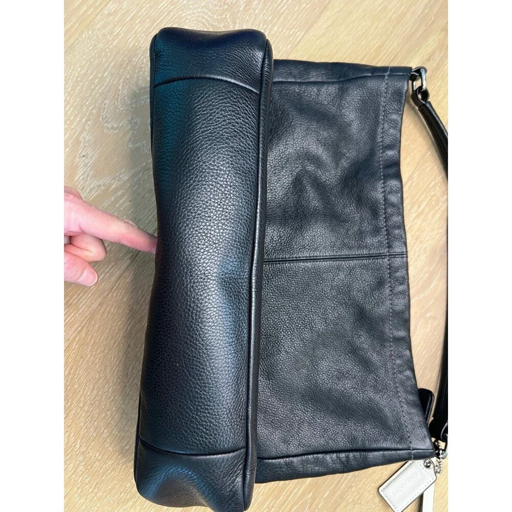 COACH Pebble Black Leather Handbag Shoulder Bag Purse Hoho K1305-F23292 - Picture 4 of 12